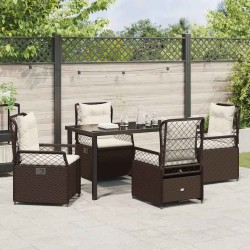 Ensemble de salle à manger pour jardin 5 pcs Marron polyrotin 636963636963