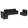 Salon de jardin 8 pcs avec coussins noir résine tressée 636970636970