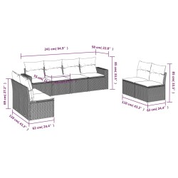 Salon de jardin 8 pcs avec coussins noir résine tressée 636970636970