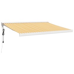 Auvent rétractable jaune et blanc 3x2,5 m tissu et aluminium 636977636977