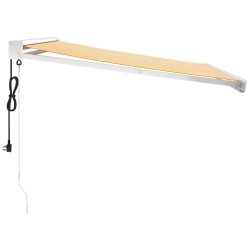 Auvent rétractable jaune et blanc 3x2,5 m tissu et aluminium 636977636977