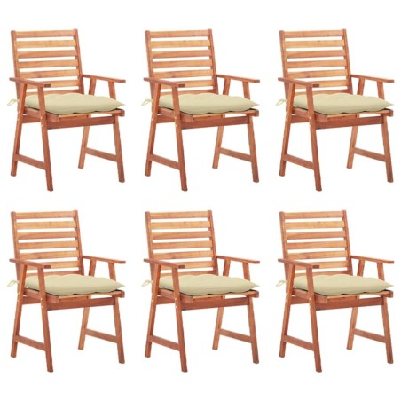 Chaises à manger d'extérieur lot de 6 et coussins Acacia massif 636978636978