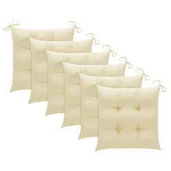 Chaises à manger d'extérieur lot de 6 et coussins Acacia massif 636978636978