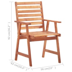 Chaises à manger d'extérieur lot de 6 et coussins Acacia massif 636978636978