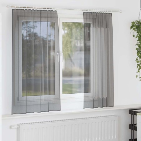 Rideaux en voile à œillets 2 pcs gris foncé 636979636979