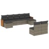 Salon de jardin 9 pcs avec coussins gris résine tressée 636980636980