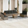 Salon de jardin 9 pcs avec coussins gris résine tressée 636982636982