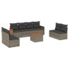 Salon de jardin 9 pcs avec coussins gris résine tressée 636982636982