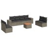 Salon de jardin 9 pcs avec coussins gris résine tressée 636986636986