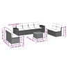 Salon de jardin 9 pcs avec coussins gris résine tressée 636986636986