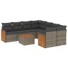 Salon de jardin 9 pcs avec coussins gris résine tressée 636987636987