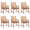 Chaises à manger d'extérieur lot de 6 et coussins Acacia massif 636988636988