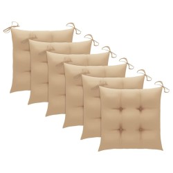Chaises à manger d'extérieur lot de 6 et coussins Acacia massif 636988636988