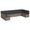 Salon de jardin avec coussins 10 pcs gris résine tressée 636989636989