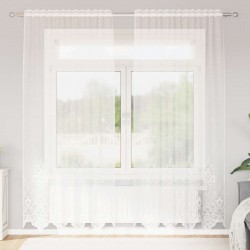 Rideau en Dentelle Floral Blanc 200 x 150 cm Polyester 636990636990