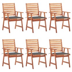Chaises à manger d'extérieur lot de 6 et coussins Acacia massif 636991636991