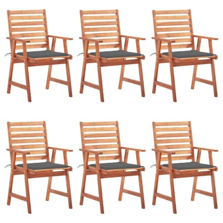 Chaises à manger d'extérieur lot de 6 et coussins Acacia massif 636991636991