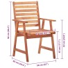 Chaises à manger d'extérieur lot de 6 et coussins Acacia massif 636991636991
