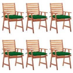 Chaises à manger d'extérieur lot de 6 et coussins Acacia massif 636993636993