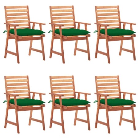 Chaises à manger d'extérieur lot de 6 et coussins Acacia massif 636993636993