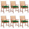 Chaises à manger d'extérieur lot de 6 et coussins Acacia massif 636993636993