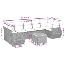 Salon de jardin 8 pcs avec coussins noir résine tressée 636994636994