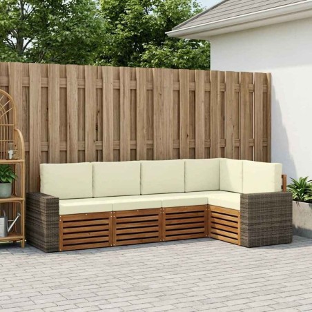Ensemble de canapé d'angle avec coussin 5 pcs Naturel et Crème 636995636995