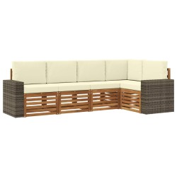Ensemble de canapé d'angle avec coussin 5 pcs Naturel et Crème 636995636995