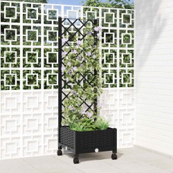 Bac de jardin avec treillis et roues Noir 40 x 40 x 131,5 cm PP 637001637001