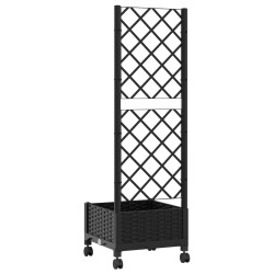 Bac de jardin avec treillis et roues Noir 40 x 40 x 131,5 cm PP 637001637001