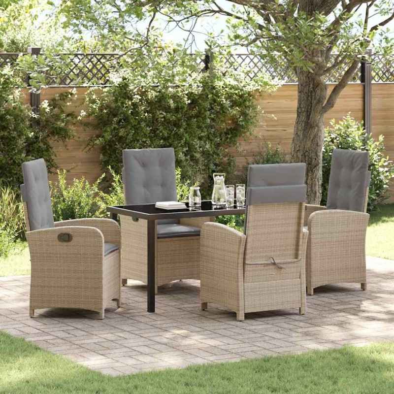 Ensemble de salle à manger pour jardin 5 pcs Beige polyrotin 637002637002