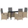 Ensemble de salle à manger pour jardin 5 pcs Beige polyrotin 637002637002
