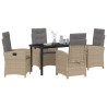 Ensemble de salle à manger pour jardin 5 pcs Beige polyrotin 637002637002