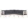 Salon de jardin 5 pcs avec coussins blanc bois de pin solide 637004637004