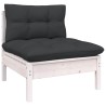 Salon de jardin 5 pcs avec coussins blanc bois de pin solide 637004637004