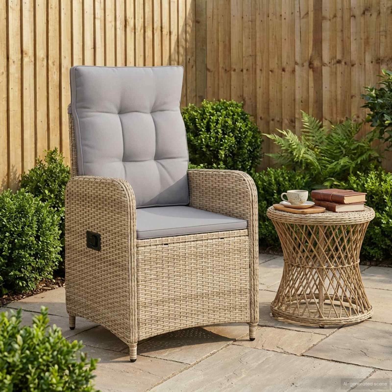 Chaise de jardin inclinable Beige et Gris clair 637005637005