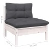 Salon de jardin 5 pcs avec coussins blanc bois de pin 637010637010
