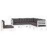 Salon de jardin 5 pcs avec coussins blanc bois de pin 637012637012