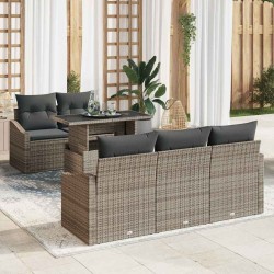Ensemble de canapé de jardin 6 pcs Gris Poly rotin 637014637014