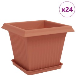 Pots de plantes 24 pcs Rouge brique 33 x 33 x 26 cm Plastique 637016637016