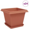 Pots de plantes 24 pcs Rouge brique 33 x 33 x 26 cm Plastique 637016637016
