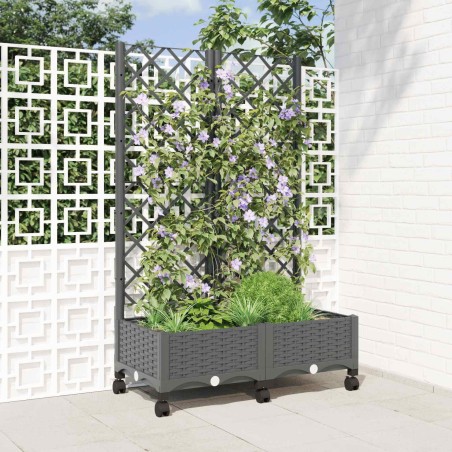Bac de jardin avec treillis et roues Gris clair PP 637017637017