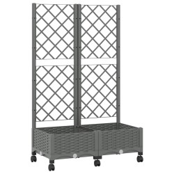 Bac de jardin avec treillis et roues Gris clair PP 637017637017