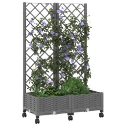 Bac de jardin avec treillis et roues Gris clair PP 637017637017