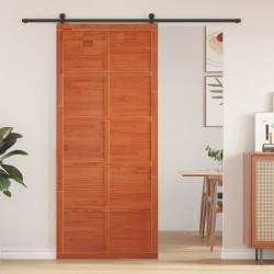 Porte de grange Brun cire 90 x 2,5 x 208 cm Bois de pin massif 637019637019