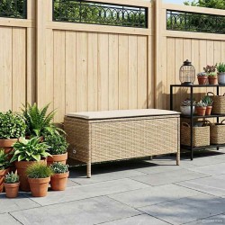 Pouf de Jardin Beige et crème 80 x 38 x 42 cm Rotin PE 637025637025