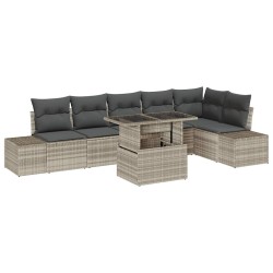 Ensemble de canapé de jardin 7 pcs Gris clair polyrotin 637030637030