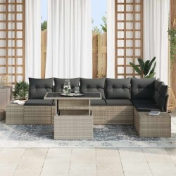Ensemble de canapé de jardin 7 pcs Gris clair polyrotin 637030637030