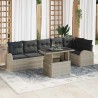 Ensemble de canapé de jardin 7 pcs Gris clair polyrotin 637032637032