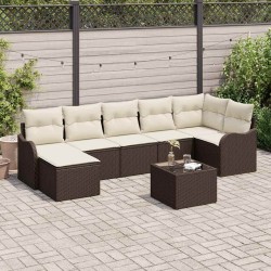 Ensemble de canapé de jardin Marron polyrotin 637047637047